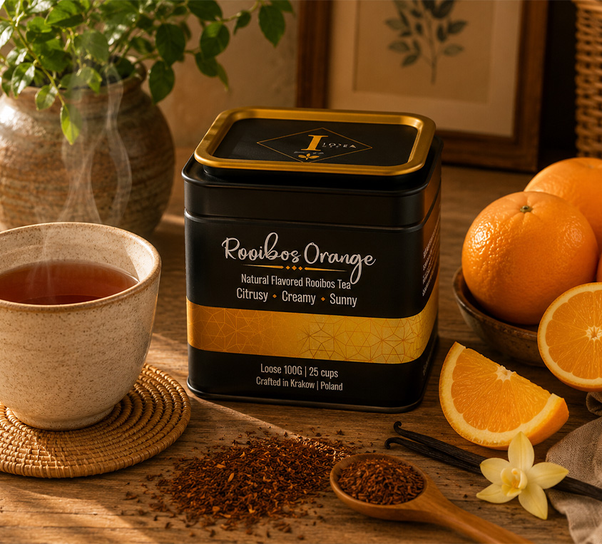 Rooibos Orange Leo Tea w eleganckiej puszce